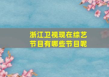 浙江卫视现在综艺节目有哪些节目呢