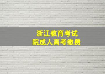 浙江教育考试院成人高考缴费