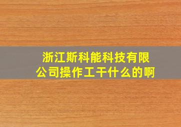 浙江斯科能科技有限公司操作工干什么的啊