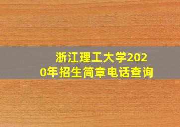 浙江理工大学2020年招生简章电话查询