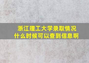 浙江理工大学录取情况什么时候可以查到信息啊