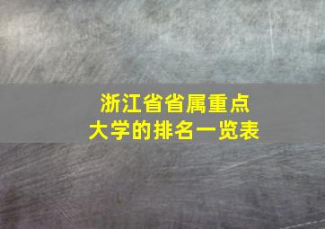 浙江省省属重点大学的排名一览表