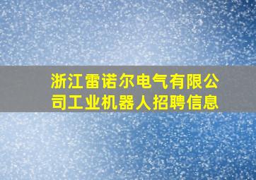 浙江雷诺尔电气有限公司工业机器人招聘信息