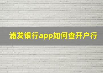 浦发银行app如何查开户行