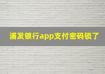 浦发银行app支付密码锁了