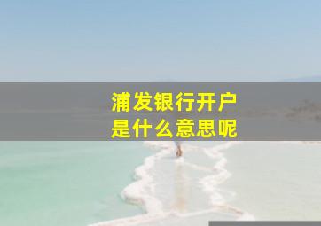 浦发银行开户是什么意思呢