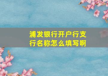 浦发银行开户行支行名称怎么填写啊