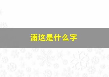 浦这是什么字