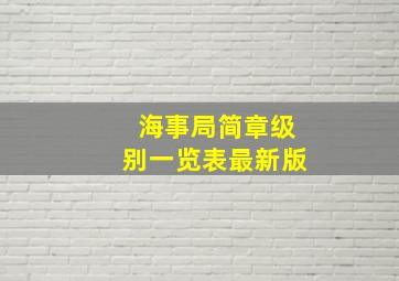 海事局简章级别一览表最新版