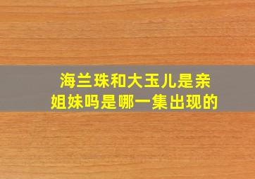 海兰珠和大玉儿是亲姐妹吗是哪一集出现的