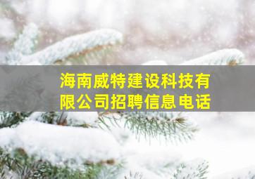 海南威特建设科技有限公司招聘信息电话