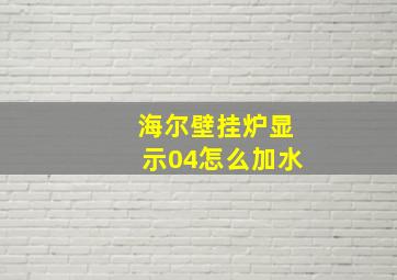 海尔壁挂炉显示04怎么加水