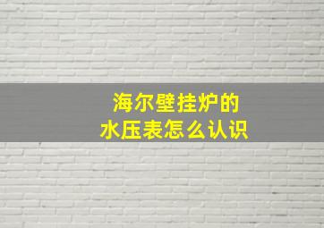 海尔壁挂炉的水压表怎么认识