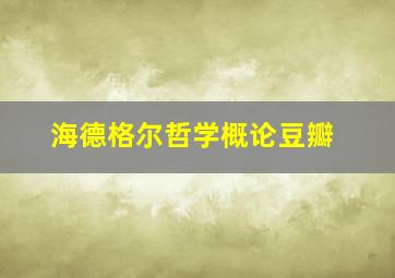 海德格尔哲学概论豆瓣