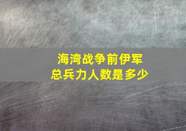 海湾战争前伊军总兵力人数是多少