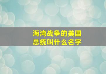 海湾战争的美国总统叫什么名字