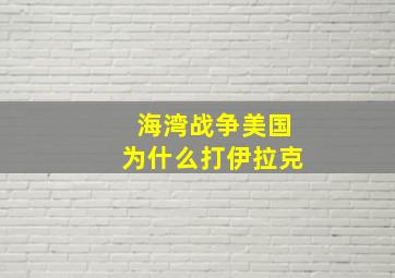 海湾战争美国为什么打伊拉克