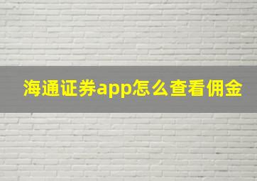 海通证券app怎么查看佣金