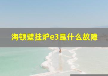 海顿壁挂炉e3是什么故障