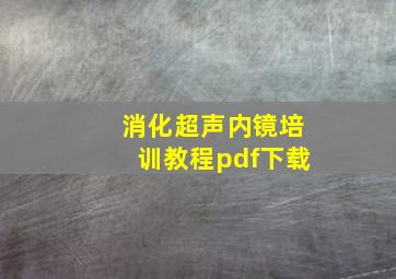 消化超声内镜培训教程pdf下载