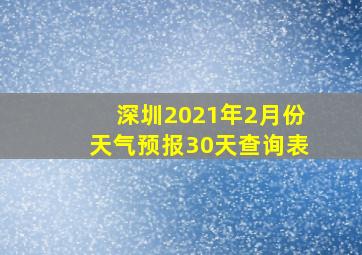 深圳2021年2月份天气预报30天查询表