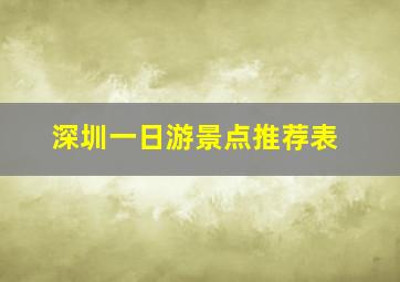 深圳一日游景点推荐表