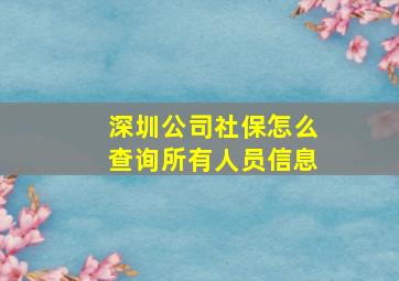 深圳公司社保怎么查询所有人员信息