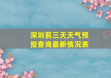 深圳前三天天气预报查询最新情况表