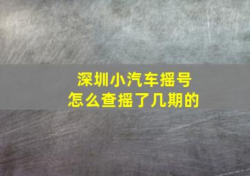 深圳小汽车摇号怎么查摇了几期的