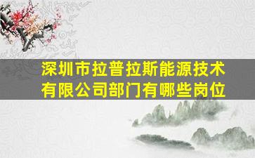 深圳市拉普拉斯能源技术有限公司部门有哪些岗位