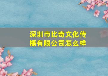 深圳市比奇文化传播有限公司怎么样