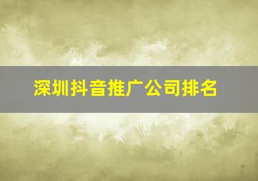 深圳抖音推广公司排名