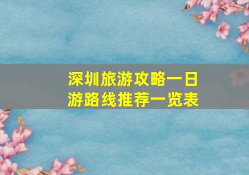 深圳旅游攻略一日游路线推荐一览表