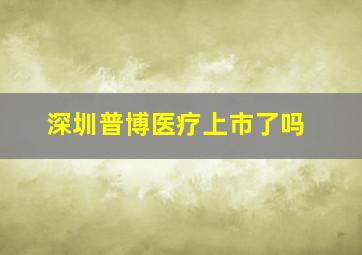 深圳普博医疗上市了吗