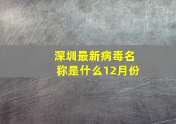 深圳最新病毒名称是什么12月份