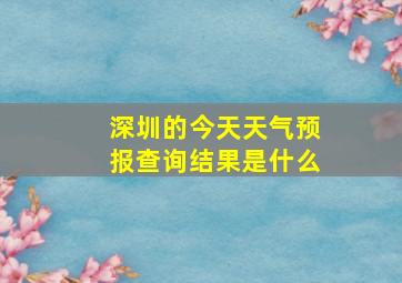 深圳的今天天气预报查询结果是什么