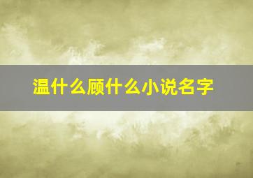 温什么顾什么小说名字