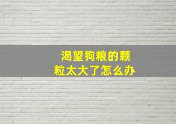 渴望狗粮的颗粒太大了怎么办