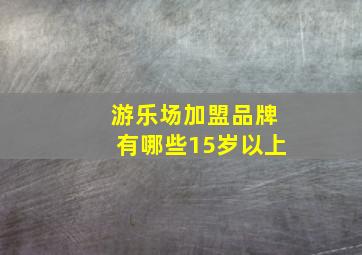 游乐场加盟品牌有哪些15岁以上