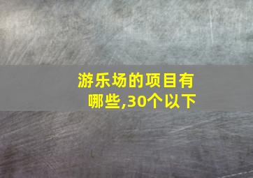 游乐场的项目有哪些,30个以下