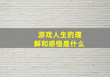 游戏人生的理解和感悟是什么