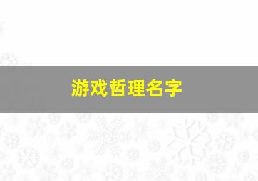 游戏哲理名字