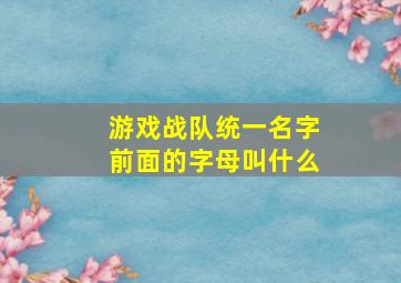 游戏战队统一名字前面的字母叫什么