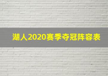 湖人2020赛季夺冠阵容表