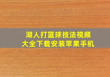 湖人打篮球技法视频大全下载安装苹果手机