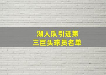 湖人队引进第三巨头球员名单