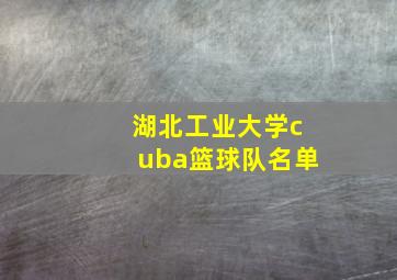 湖北工业大学cuba篮球队名单