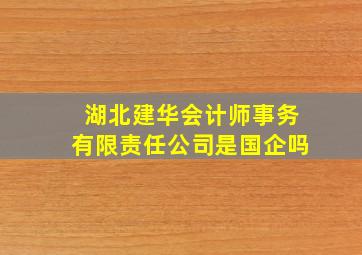 湖北建华会计师事务有限责任公司是国企吗