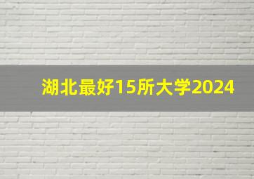 湖北最好15所大学2024