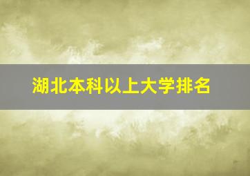 湖北本科以上大学排名